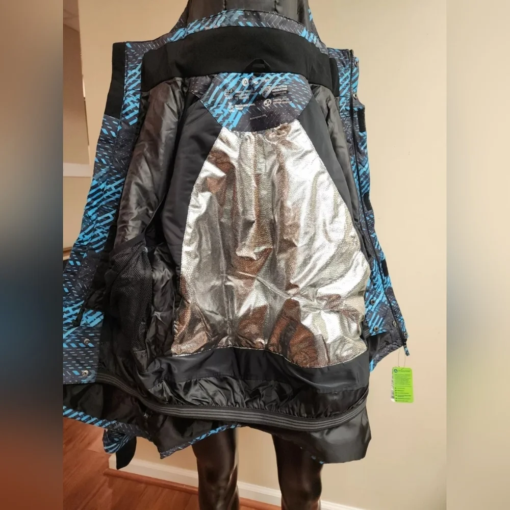 Men's Coat Size 2XL Blue & Black Design Waterproof Windproof All Weather - Picture 13 of 15